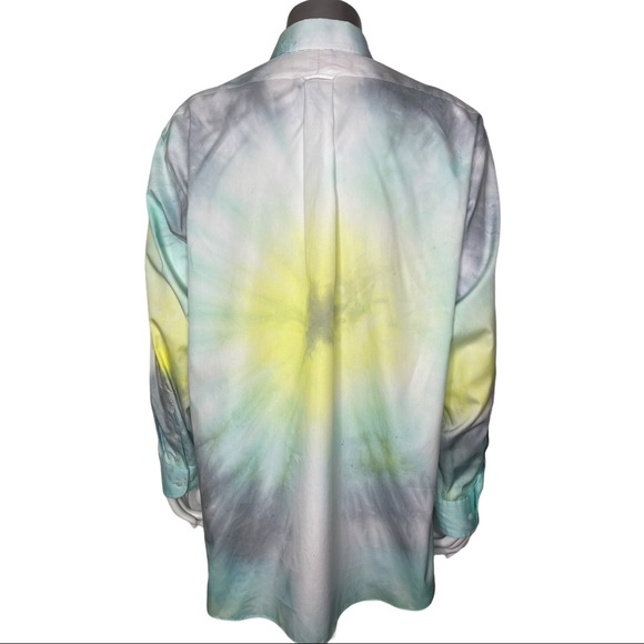 Upcycled Button Front Long Sleeve Tie Dye Shirt - Picture 4 of 5